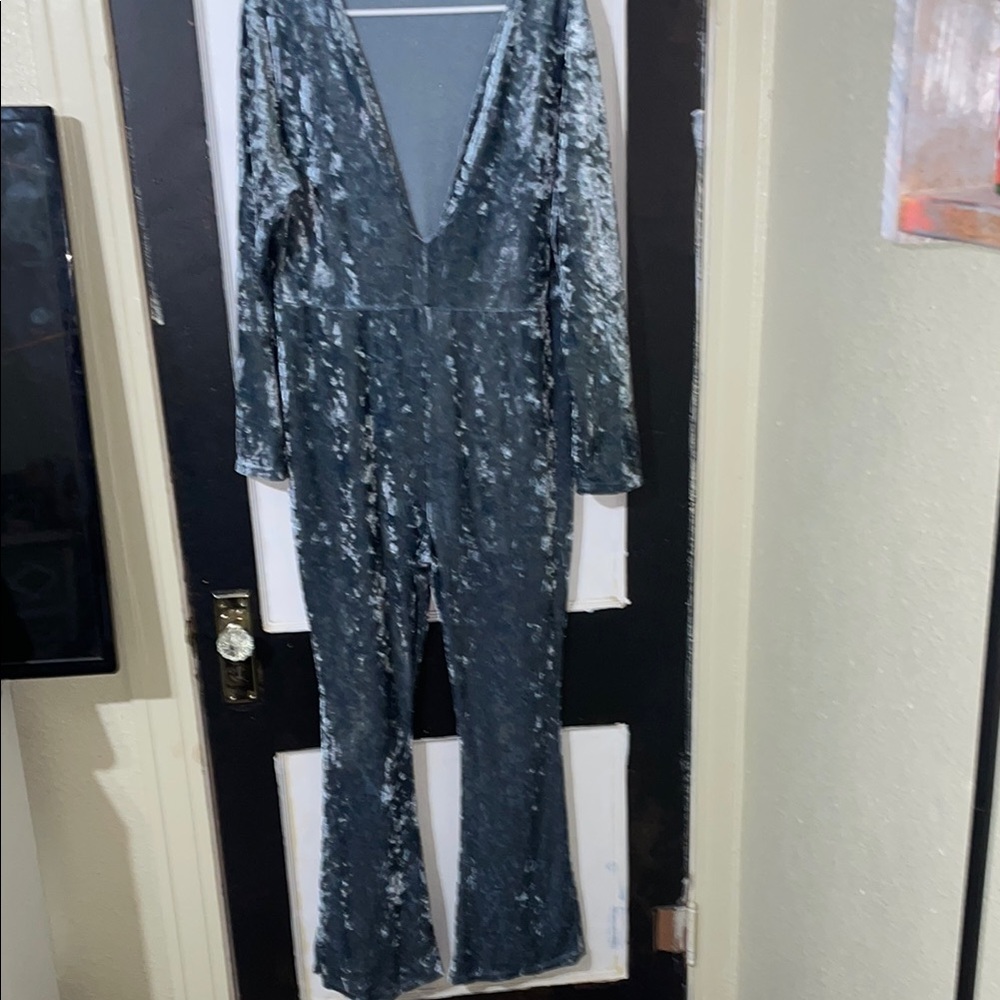 Velvet Deep V-Neck Jumpsuit